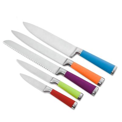 China New Hot Selling 5 Pcs Disposable Household Kitchen Cooking Stainless Steel Knife Set for sale