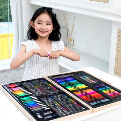 China Wholesale Professional Portable Wooden Box Latest Designs 180pcs Wooden Box Art Set For Kids Stationery Set for sale