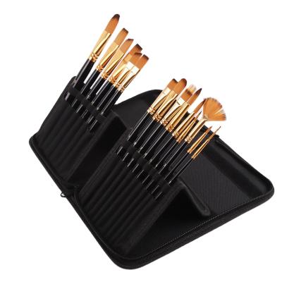 China High Quality Artist 15 Pcs Nylon Brush Watercolor And Synthetic Acrylic Paint Set With Holde for sale