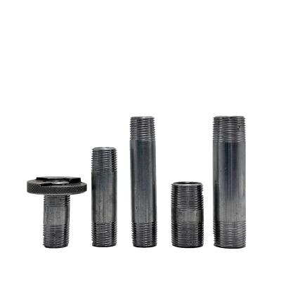 China Pipe Lines Connect New Product Carbon Steel Pipe Male Threads Nipple For Pipe Fitting Malleable Steel Connection for sale