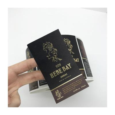 China Different Types Waterproof Custom Label Printing Strong Adhesive Cold Foil Wine Private Label Sticker for sale