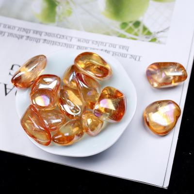 China China Wholesale Aura Gemstone Orange Crystal Gemstones Tumbled Stone Gravel Crystals Healing Stones for sale