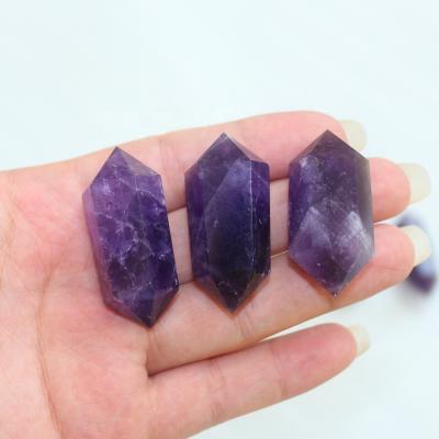 China China Wholesale Uruguay Quartz Amethyst Double Point Natural Dark Purple Magic Wand For Healing for sale