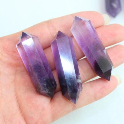 China Wholesale Small Size Purple Quartz Uruguay Clear Amethyst Double Point Healing Crystal Wand from China for sale