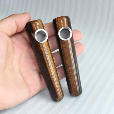 China Natural Weed Pipe Round Wand Stone Eye Crystal Tiger Crystal Pipe Smoking for sale