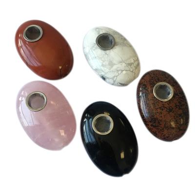 China High Quality Eco-friendly Palm Stone Quartz Weed Pipes Crystal Pipes Smoking Oval Pipe for sale