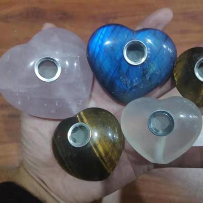 China Wholesale Eco-friendly Natural Weed Smoking Heart Stones Crystal Rose Quartz Crystal Pipe for sale