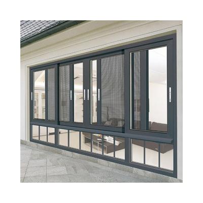 China Commercial Folding Stained Glass Double Glazed Sliding Screen Factory Aluminum Glazed Windows for sale