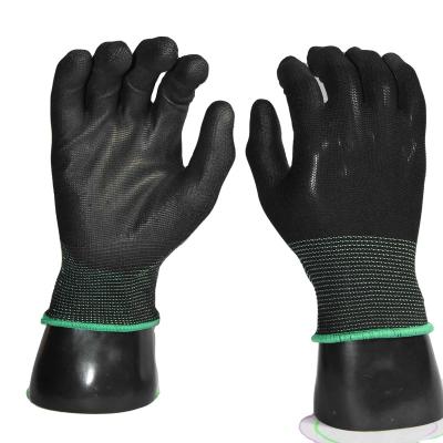 China Anti-Slip 13G Polyester Coating Black PU Coated Gloves for sale