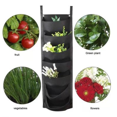 China With USB Felt Fabric Vertical Indoor Outdoor Plant Growing Bag Strawberry Felt Pouch Vertical Hanging Bag for sale