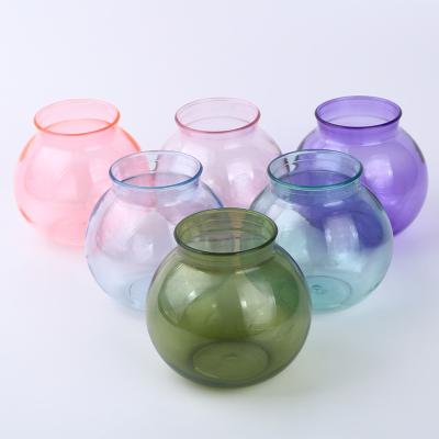 China 600ml Acrylic Ball Shaped Fish Tank PET Plastic Mini Round Bowl Container for Home Decoration Plastic vase for sale