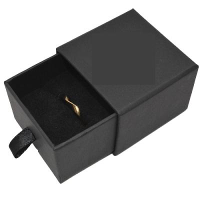 China Recyclable Luxury Black Matte Lamination Rigid Paper Board Slip Box With Silver Foil Logo For Jewelry for sale