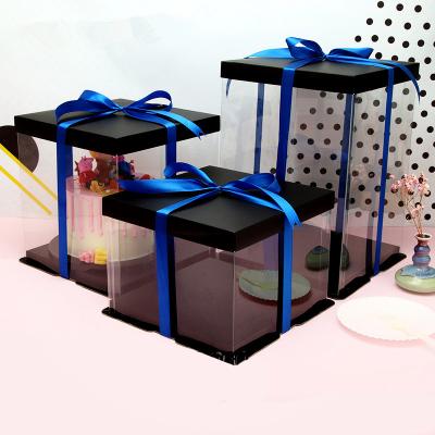 China Customsquare PVC Recyclable Transparent Plastic Birthday Wedding Cake Boxes for sale