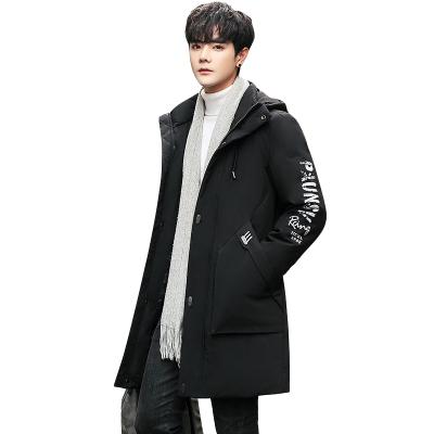 China Anti-wrinkle long ripstop lather jacket men's duck down parka jacket warm wholesale jacket outside for sale