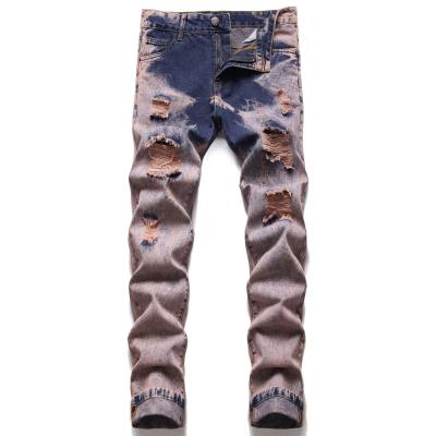 China Breathable New Design Custom Nostalgia Destroyed Jeans Mens Ripped Skinny Jeans For Stylish Men for sale