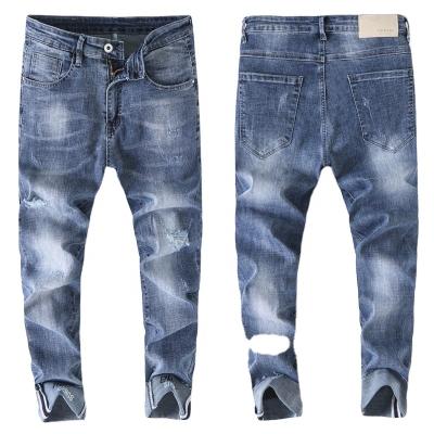 China 2020 Fashion Men's Jeans Custom Jeans Sand Super Wash Men's Super Ripped Men's Breathable Jeans Slim Fit for sale