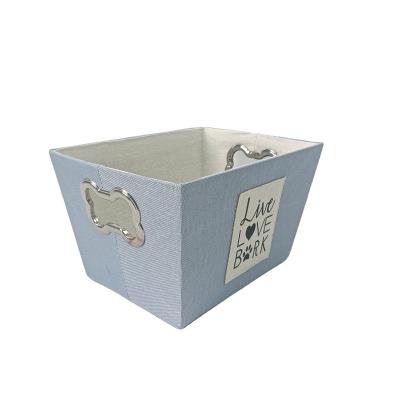 China Sustainable Rectangular Storage Bins Storage Baskets Fabric Storage Container With Bone Shaped Handles For Toy Clothes Books for sale