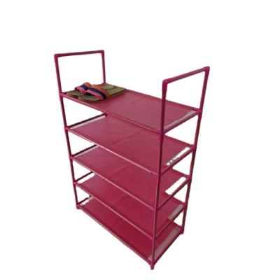 China Sustainable Modern 5 Tiers Nonwoven Fabric Stackable Shoes Rack Box Cabinet Storage for sale