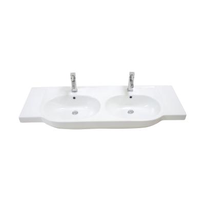 China Antique 1300mm Long European Bathroom Easy Clean Double Vanity Wash Sink for sale