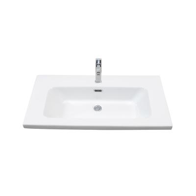 China Easy Clean Porcelain Glazed Cabinet Bathroom Sink And Lavatory Wash Hands Counter Mouted Shampoo Sinks Single Hole Modern Desgin White for sale