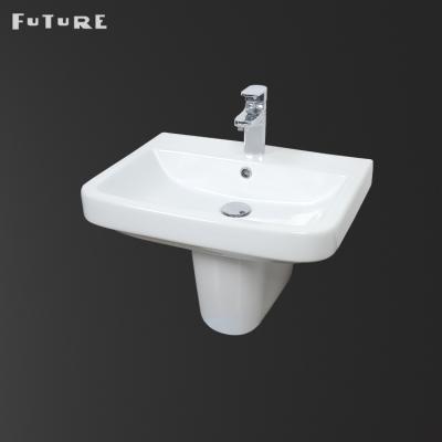 China Cupc Eco-friendly Bathroom Hand Sink Custom Pedestal Ceramic Semi Pedestal Wash Basin Eco-friendly Size Prices for sale