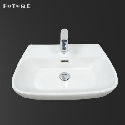 China Eco-friendly Kid Bathroom Shampoo Wash Sinks Wipe Hung Wash Semi-counter Basin Hanging Console Sink Ceramic Modern Outdoor 9L Garden for sale