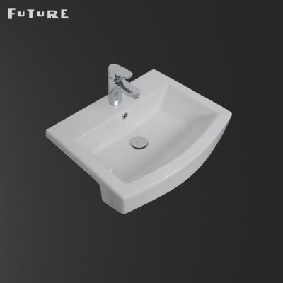 China Eco - Friendly Ceramic Bowl Square Coni Dimension Factory Bath Room Basin Bathroom Semi Recessed Sinks for sale