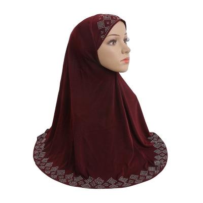 China Large Diamond Muslim Hijab Scarf Ethnic Glass Brim Long Women's Scarves Turban Hat Wholesale for sale