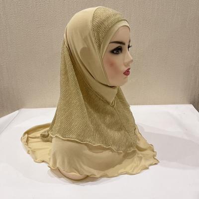 China Hemp crystal gold long headdress hat hijab scarf scarves and shawls silk splicing ethnic scarf for women for sale