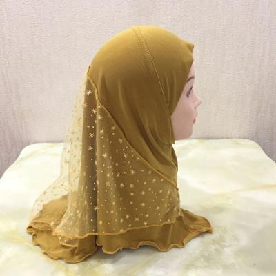 China Double layer national children's national lace star long ice silk long hat veil head scarf silk scarves for sale