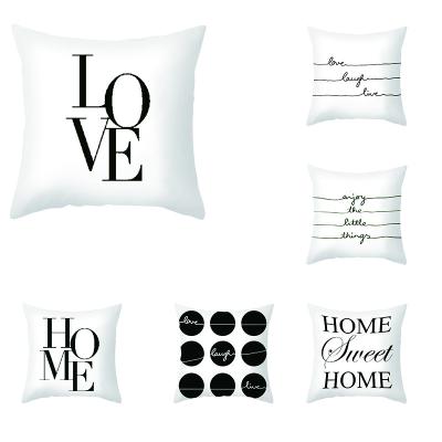 China PORTABLE simple white English font on living room cushions sofa pillows cushion and couch pillow wholesale pillowcases for sale