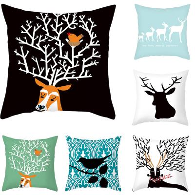 China PORTABLE Professional Made Elk Tree Christmas Tile Cover Custom Printed Pillow Case for sale