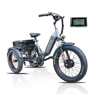 China Best Selling Fat Tire 3 Aluminum Alloy KUAKE 2021 Bicycle Wheel shimano 6 Speed ​​Three Wheels Electric Adult Cargo Tricycle Electric Bike for sale