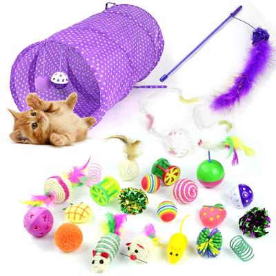 China New Safety Custom Funny Cute Plush Soft Cat Toy Set, Cat Toy Ball, Cat Tunnel Toy for sale