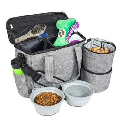 China Best Snack Storage Toy Accessories Eco-Friendly Kit Luggage Small Pet Bags Tote Cat Dog Travel Bag With Bowl for sale