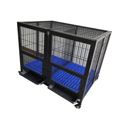 China Durable Assembly Heavy Duty Dog Cage Strong Metal Playpen Cage For Medium And Large Dogs With Double Door for sale