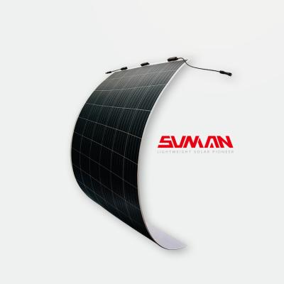 China Classic semi flexible solar panel with best price 375w lightweight frameless flexible perc solar panel SMF375M-6X12UW for sale