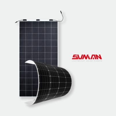 China Patent 375W ETFE Unique Superlight Monocrystalline Flexible Solar Panel SMF375M-6X12UW for sale