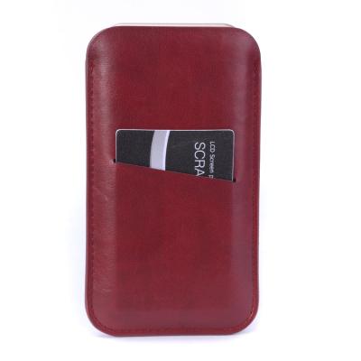 China Soft Colored Red PU Leather Case Punch Bag Cell Phone Pouch For iPhone 5se for sale