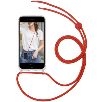 China Hot Selling Lanyard Necklace Shoulder Strap Rope Outdoor IDS Anti-Drop Adjustable Cross - Body Acrylic Rope Phone Case For iPhone 7 8 SE for sale