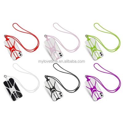 China Factory New Anti-fall Soft Collar Phone Lanyard Silicone Mobile Stand Holder Case With Strap for sale