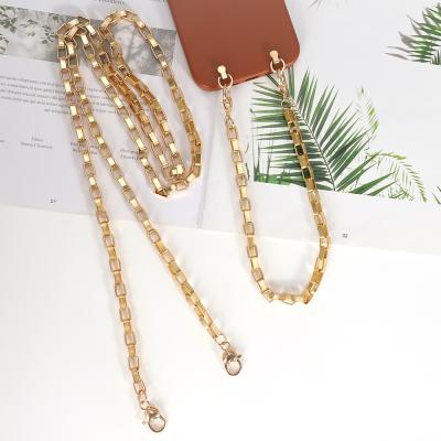 China 2021 Elegant Gold Silver Metal Phone Charm Fashion Necklace Strap Wrist Phone Chain Beads for sale