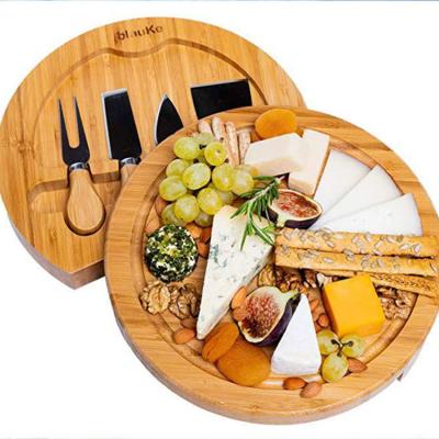 China Amazon Tour Acacia Wood Bamboo Hot Viable Cheese Cutting Board With Knife Set for sale