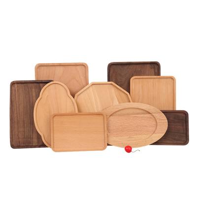 China Wholesale Rectangle Hotel Beech Walnut Wooden Food Dinner Serving Trays for sale