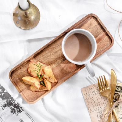 China Hotel Custom Wooden Tray Solid Color Acacia Square Rectangular Rustic Simple Modern Nordic Cheap Wholesale Kitchen Long for sale