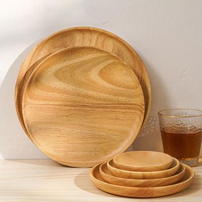 China Viable Custom Made Simple Natural Round Rubber Hotel Restaurant Logo Wooden Round Rubber Kitchen Name Dish Set for sale