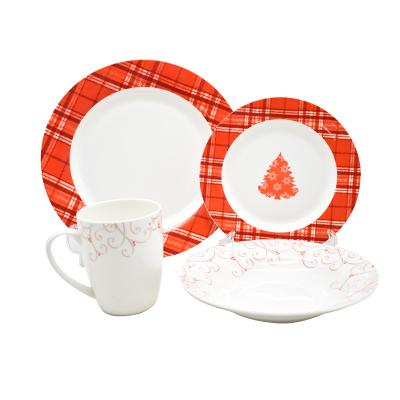 China Western Luxury Bone China Dinner Set Christmas Series Bone China Dinner Set 16pcs for sale