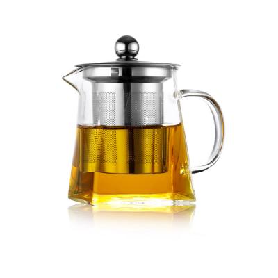 China Factory Wholesale Price Viable Hot Clear Borosilicate Small Heat Resistant Glass Teapot With Tea Strainer for sale