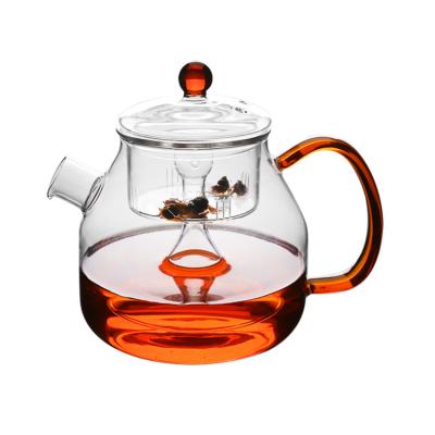 China Small Viable Modern Clear Borosilicate Heat Resistant Glass Teapot With Tea Strainer for sale