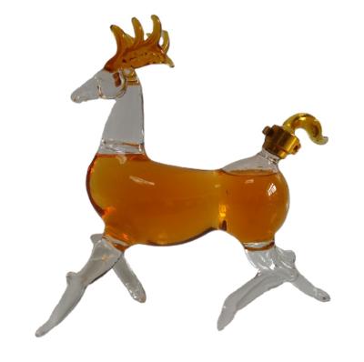 China Hot Sale New Design Fancy Wine Unique Animal Deer Buck Shaped Sika Deer Glass Red Wine Bottle for sale